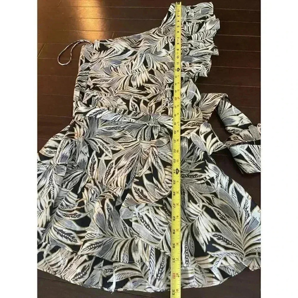 Alexis Mini Dress Safari Medium 6 8 One Shoulder Ruffle Wedding Cocktail $450 - Picture 10 of 10